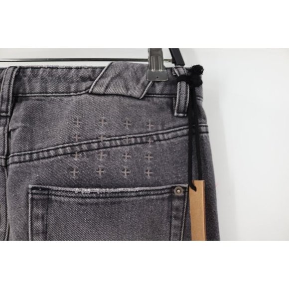 NWT ksubi jeans men's 32 L32 Chitch Neutralise gray button fly distressed patch - Picture 7 of 13
